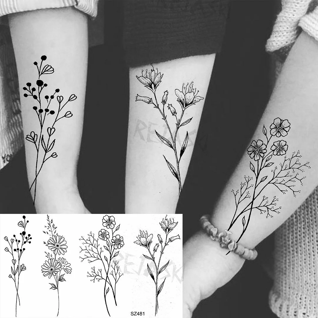 Black Little Dandelion Fashion Feet Temporary Tattoos For Women Adult Feather Spartan Realistic Fake Tattoo Body Art Tatoo Decal