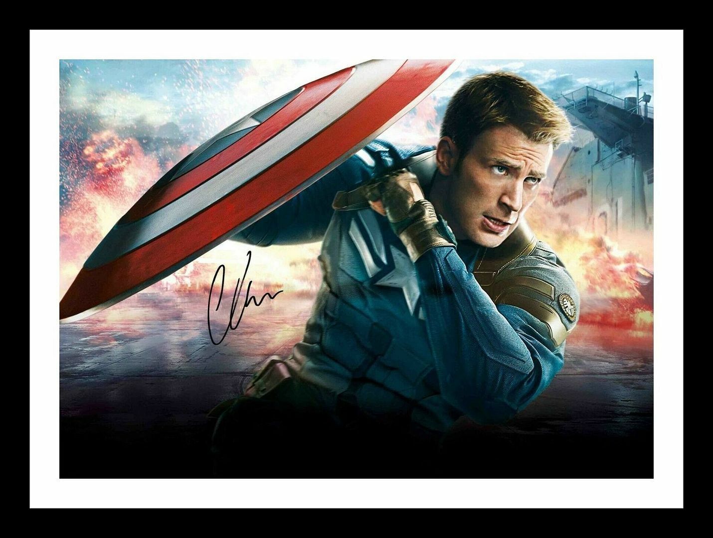 Chris Evans - Captain America Autograph Signed & Framed Photo Poster painting 4