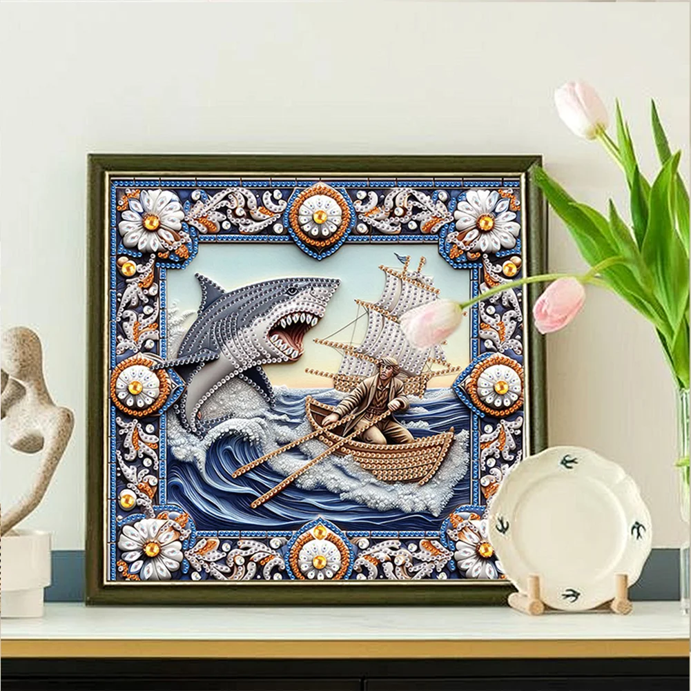 Diamond Painting - Partial Special Shaped Drill - Shark(Canvas|30*30cm)