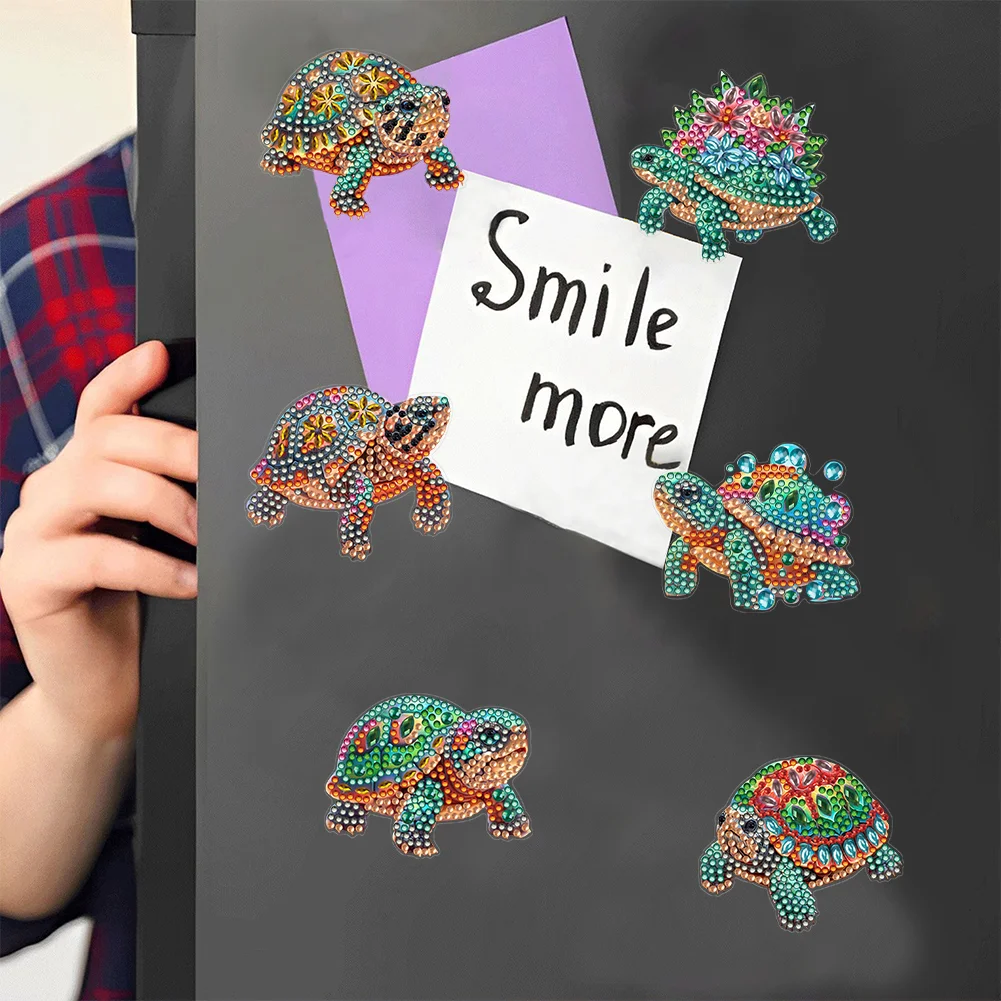 6pcs DIY Sea Turtle Special Shape Diamond Painting Fridge Magnet for Adults Kids Beginners