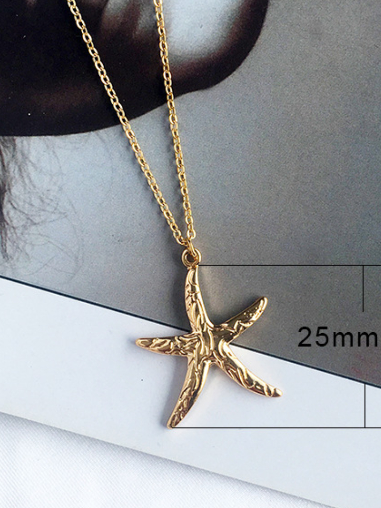 Conch Starfish Pendant Versatile Necklace wearshes