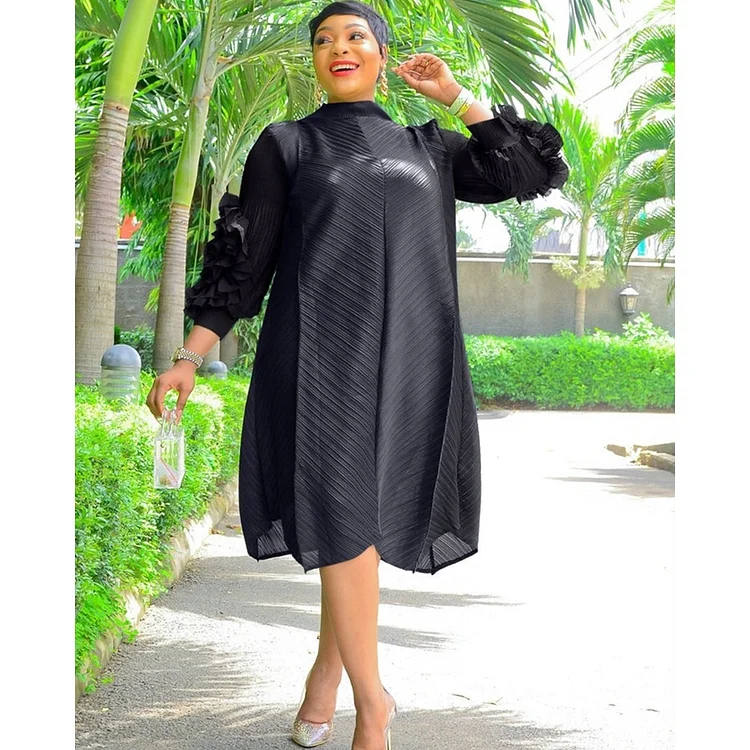 African Dresses For Women Petal Splice Sleeve Loose Ropa Mujer 2022 Fashion Traditional Streetwear Kanga African Dress Clothing QueenFunky