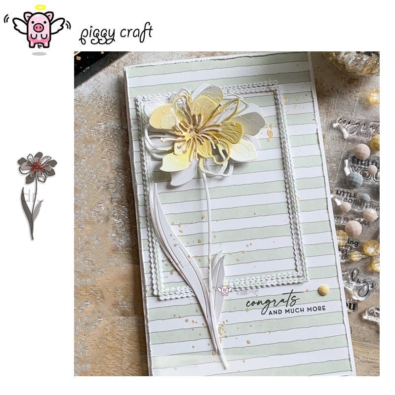 Piggy Craft metal cutting dies cut die mold 2021 New Flower decoration Scrapbook paper craft knife mould blade punch stencils 515-1