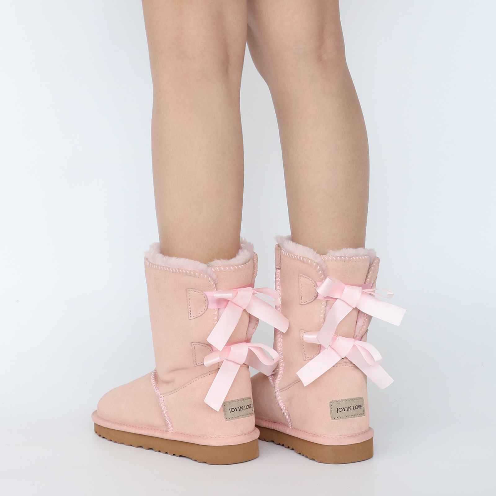 Women's Snow Boots for Winter Mid-Calf high Back Bows-MERUMOTE