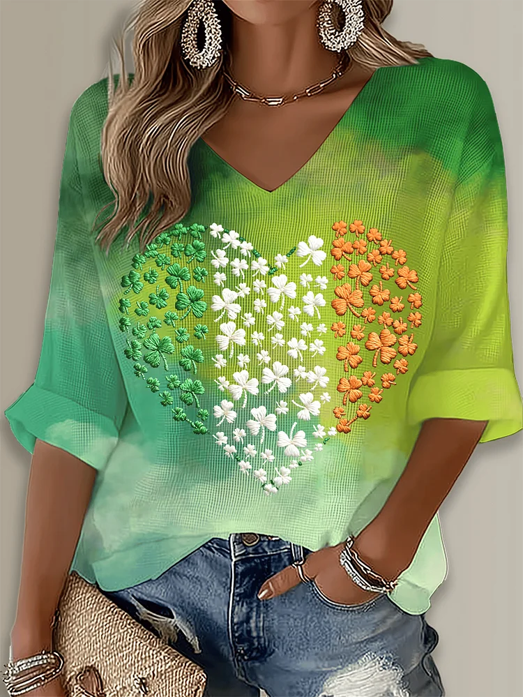 St. Patrick's Heart Printed Long Sleeve Top 