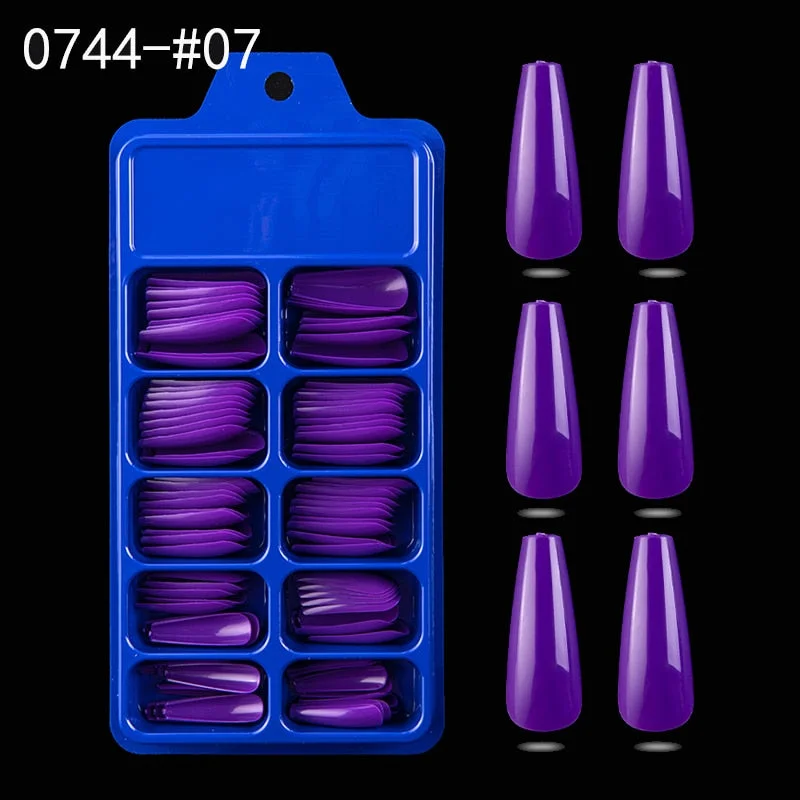 Lamemoria 100/500pcs/opp/box Fake Nails Coffin Nail Tips Press on Nails Natural Clear Long Ballerina DIY False Nail Full Cover-Nail Inspo