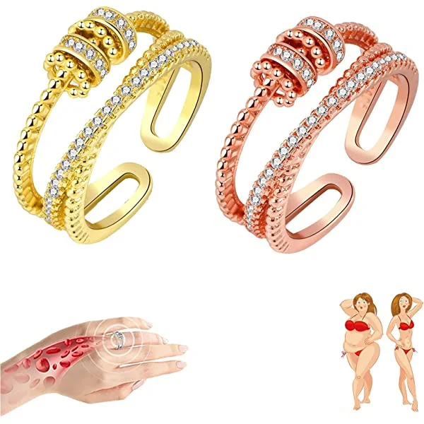 JANSIO Threanic Triple-Spin Ring, Feelief Zirconica Triple Fidget Ring, Threanic Triple-Spin Ring, to My Daughter Fidget Anti Anxiety Ring, Self Soothing Ring. (3 Color)