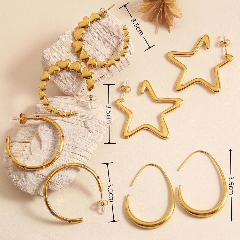 1 Pair Elegant Vacation Minimalist C Shape Star Solid Color Inlay 304 Stainless Steel Zircon 18K Gold Plated Ear Studs