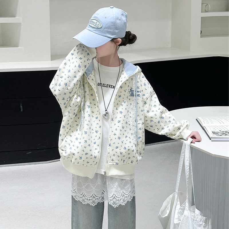 おすすめ フード付き 配色 女の子 キッズ パーカー カーディガン