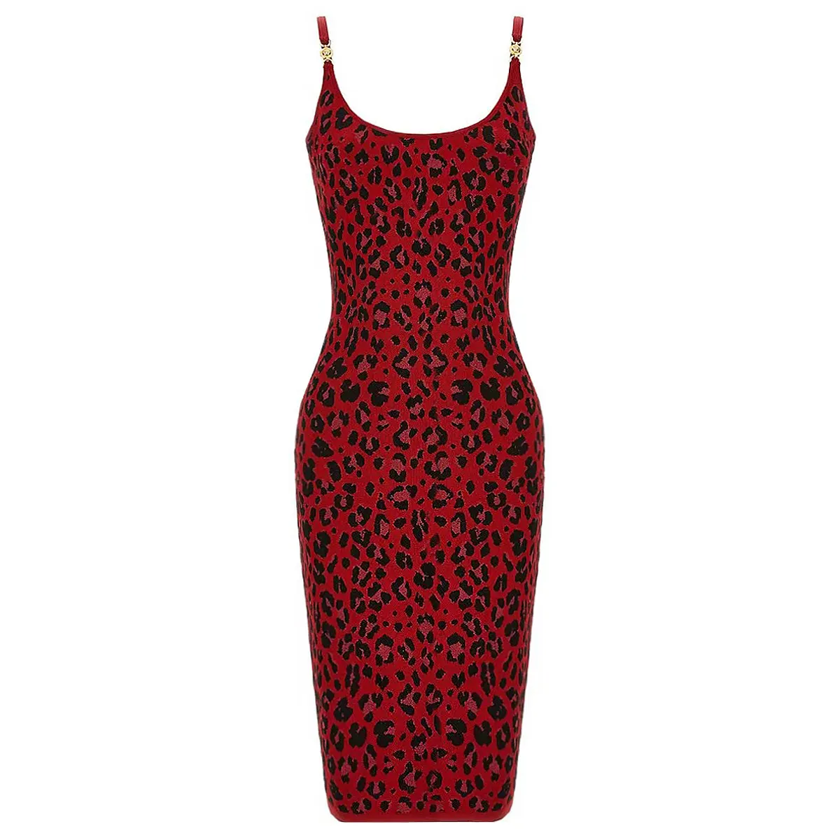 Summer Socialite Quality Leopard Print Fil Lumiere Weave Sleeveless Sling Dress