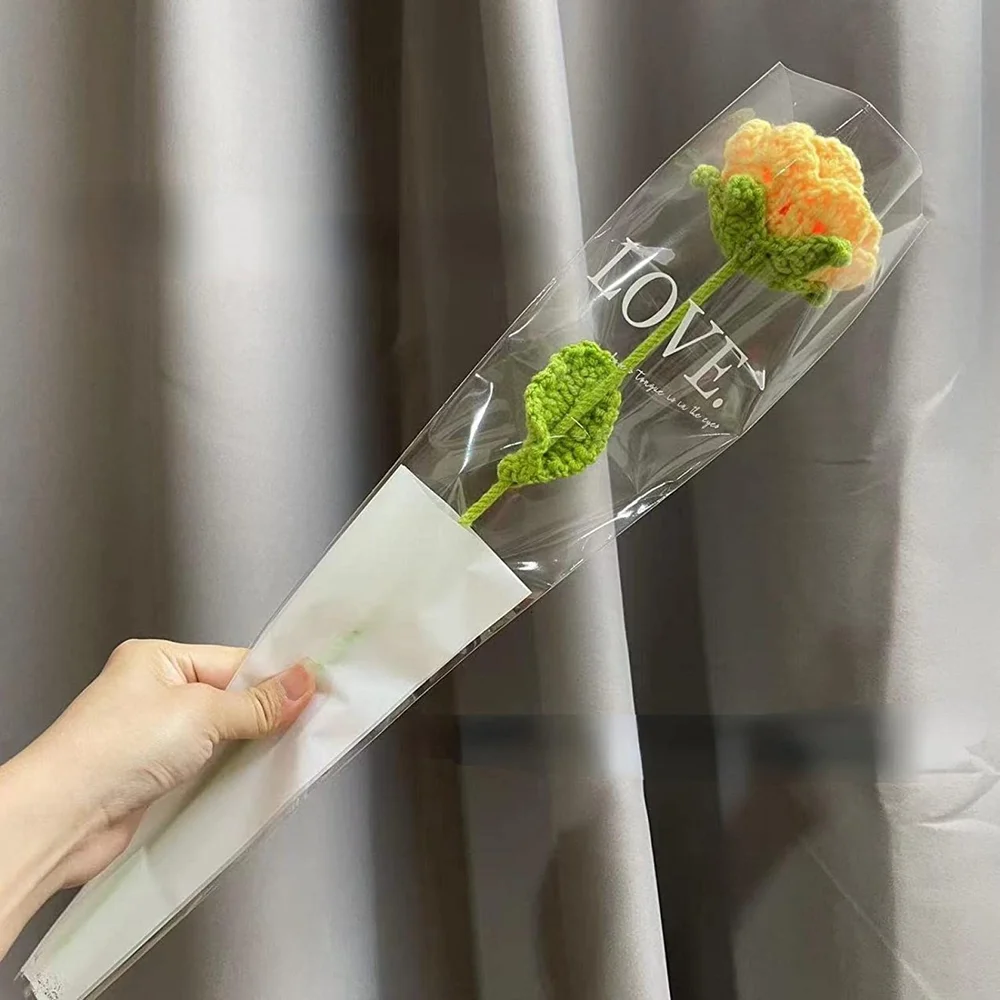 Hand knitted roses crochet bouquet