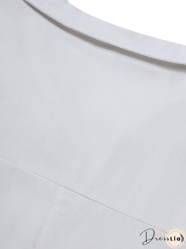 Cotton Linen Dress Casual Dress Swing Dress Maxi long Dress Cotton And Linen Basic Casual Daily Outdoor Winter Dress Daily Shirt Collar Pocket Long Sleeve Summer Spring Fall Loose Fit for Women