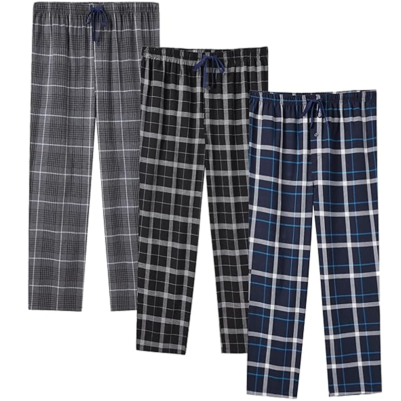 JupiterSecret Mens Pajama Pants Set Cotton Plaid Sleep & Lounge Pants, PJ Bottoms with Pockets and Button Fly（E）