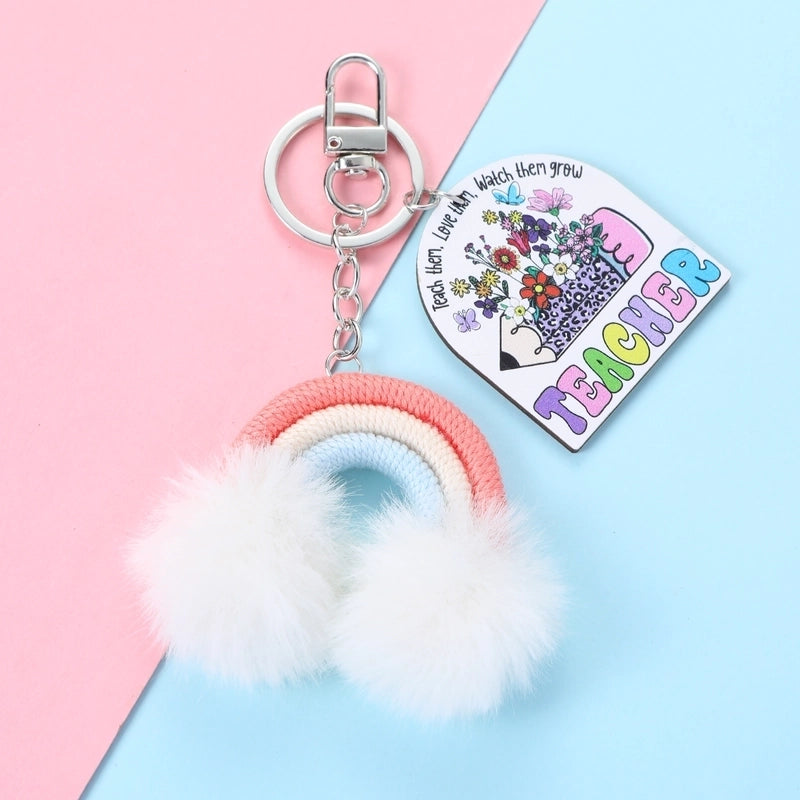 Cute Sweet Shiny Letter Rainbow Alloy Bag Pendant Keychain
