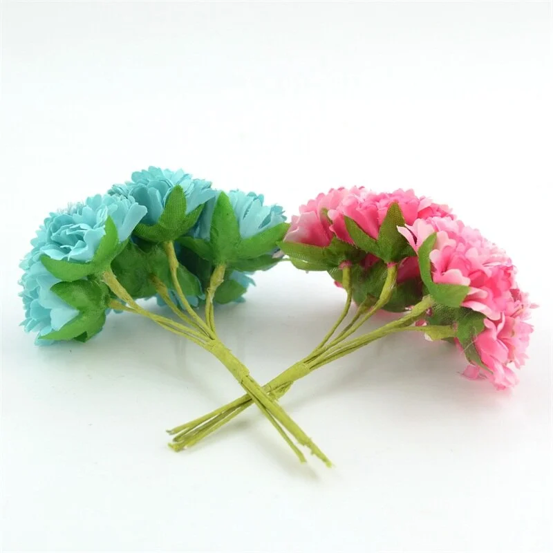 6pcs/lot Mini Artificial Silk Rose Flower Bouquet For Wedding Home Decoration DIY Handmade Crafts Accessories Fake Flowers