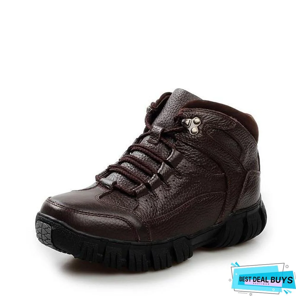 Men's Boots High Quality Super Warm Winter Footwear Men Snow Boots Genuine Leather Men Shoes Men Military Fur Boots