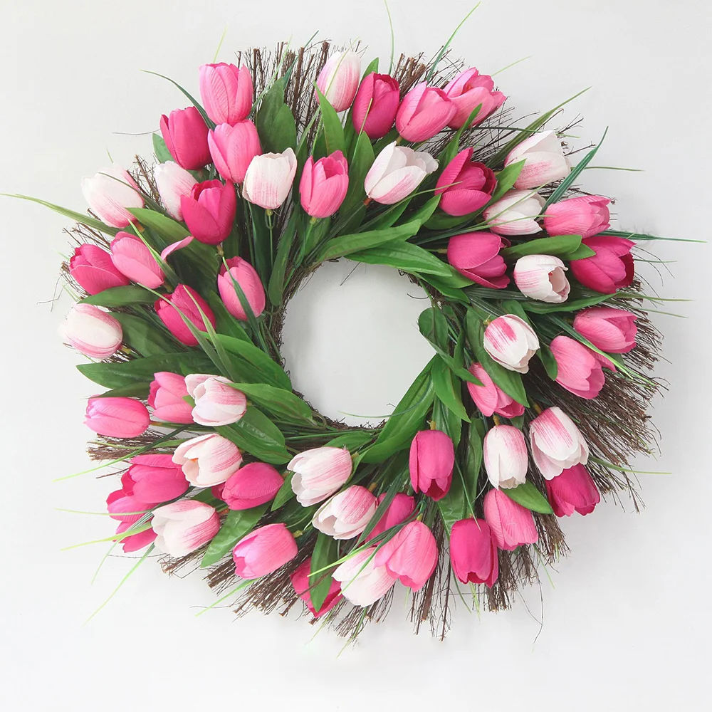 Spring Simulation Tulip Wreath Holiday Decoration