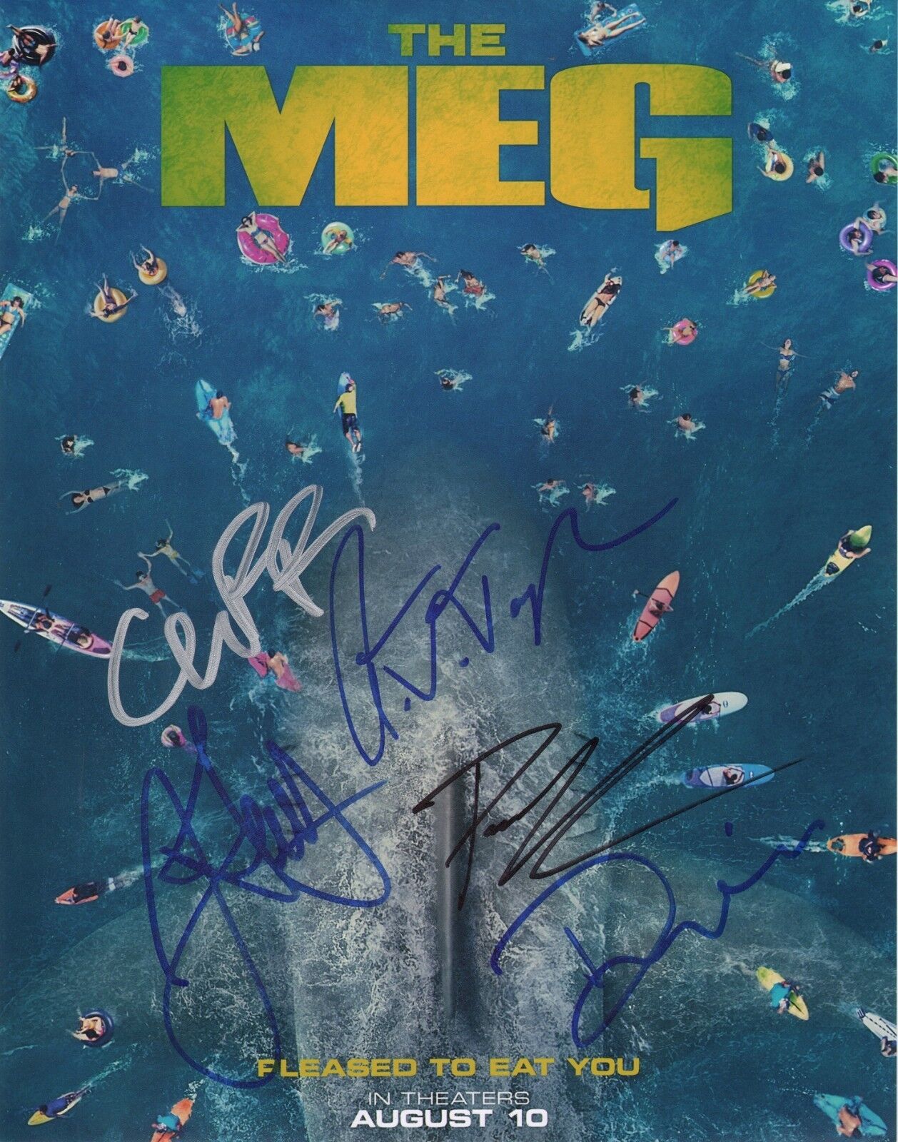 THE MEG Cast x5 Authentic Hand-Signed Cliff Curtis