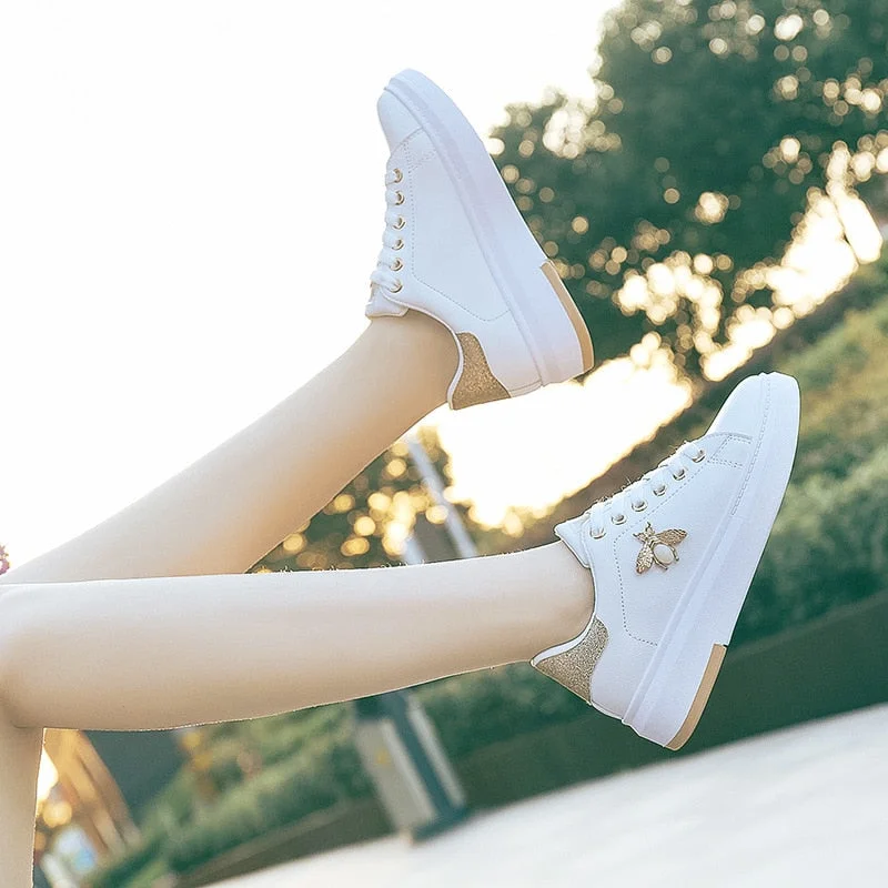 Women Casual Shoes 2020 Autumn Women Sneakers Fashion Breathable PU Leather Platform White Women Shoes Soft Footwears
