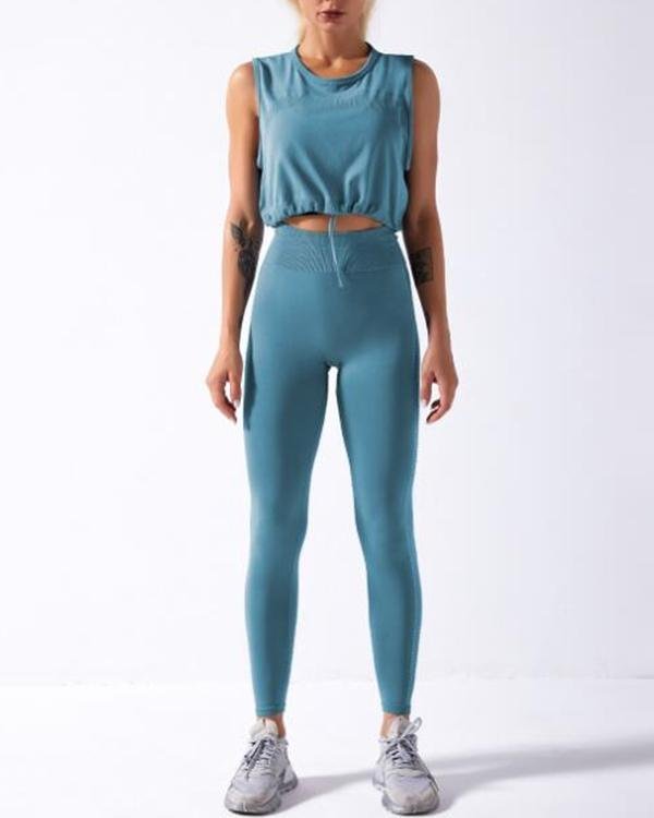 Seamless Gym Yoga Top+Leggings Suit