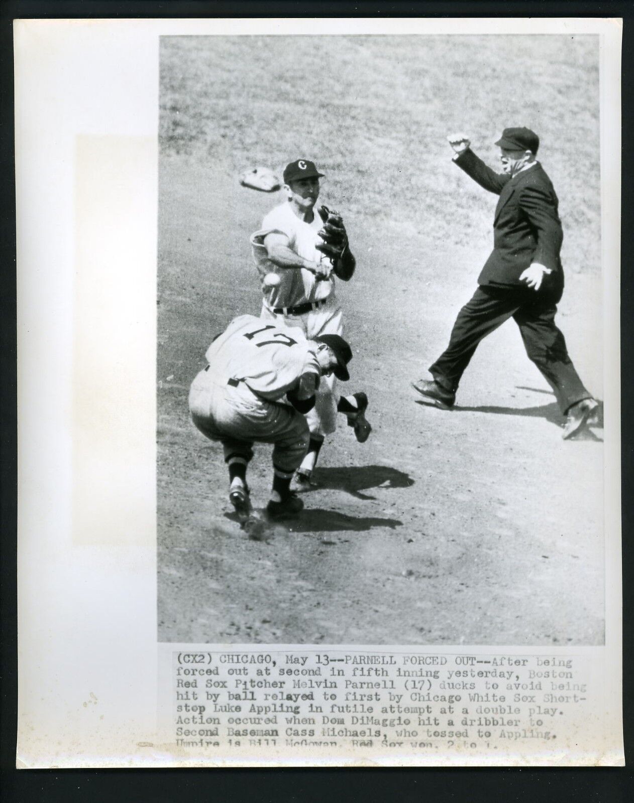 Luke Appling & Mel Parnell 1949 Press Wire Photo Poster painting Red Sox Chicago White Sox