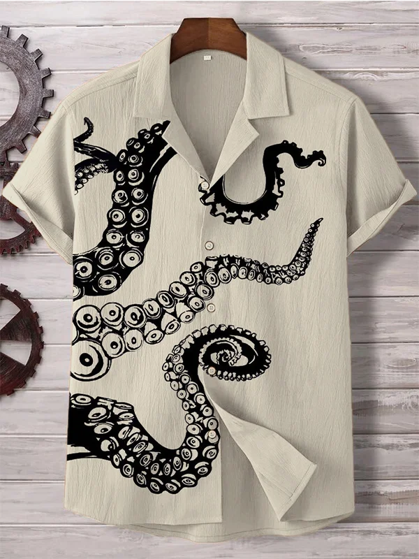 Men's Octopus Tentacles Art Graphic Print Short Sleeve Shirt