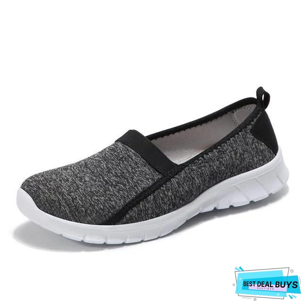 Women Slip On Loafers Plus Size Breathable Mesh Ballet Sneakers Flat Shoes