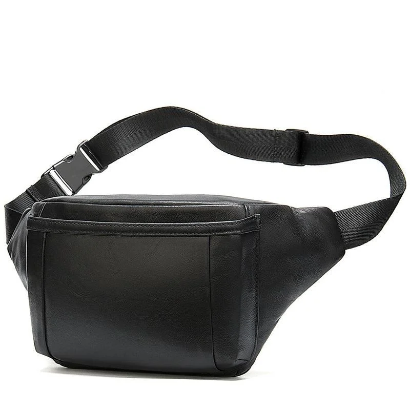 Simple Leather Sports Chest Bag Solid Color Soft Retro Waist Bag Crossbody Bag