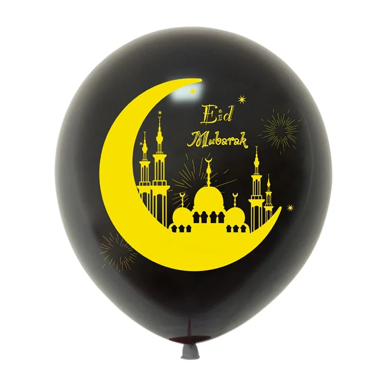10pcs Eid Mubarak Metal Latex Balloon Ramadan Kareem Decoration Air Globos Ramadan Mubarak Muslim Islamic Festival Party Decor