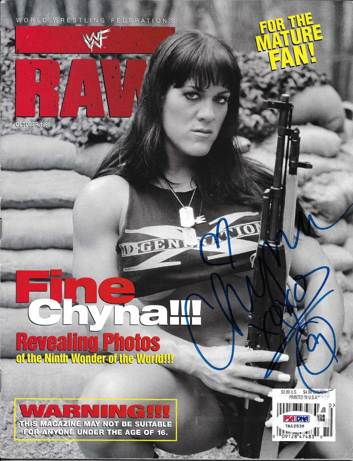 Chyna Signed WWE WWF October 1998 RAW Magazine PSA/DNA COA DX Photo Poster painting Autograph 98