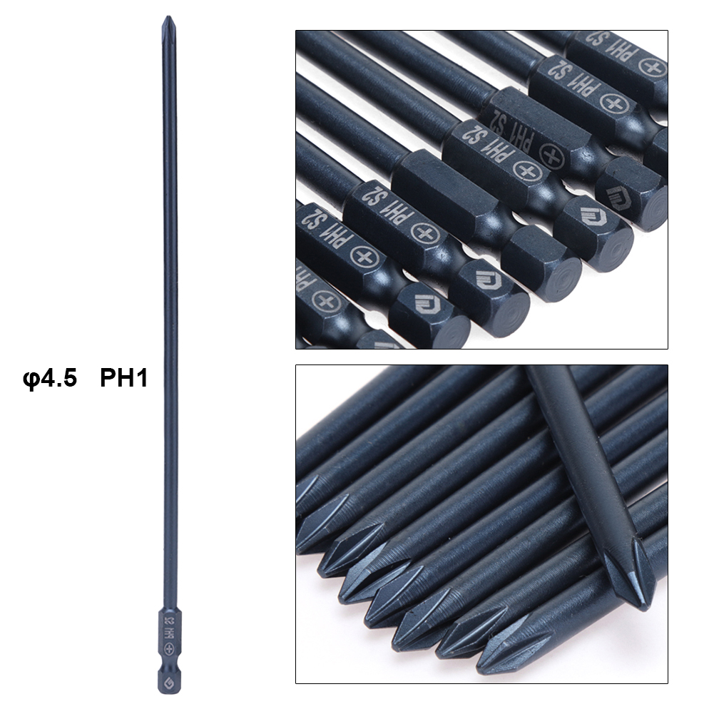 

10pcs Hex Shank 200mm Magnetic Electric Screwdriver Drill Bits Set(4.5×PH1)-221677.01, 501 Original