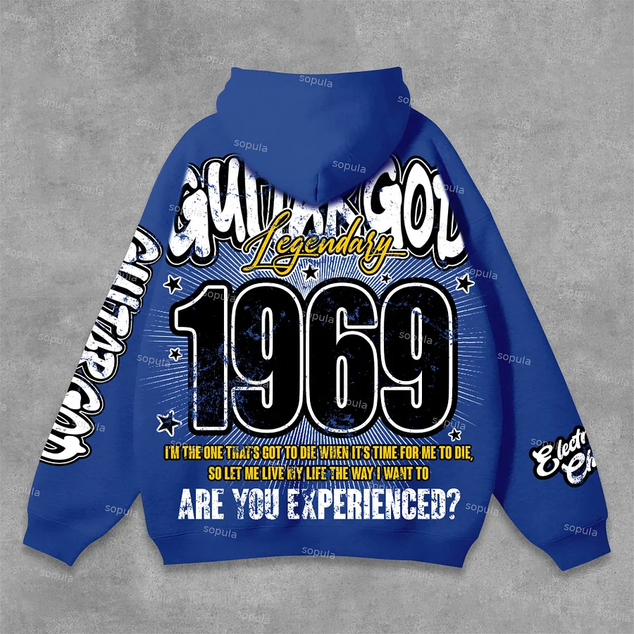Sopula Jimi Hendrix Art 1969 Guitar God Graphics Hoodie