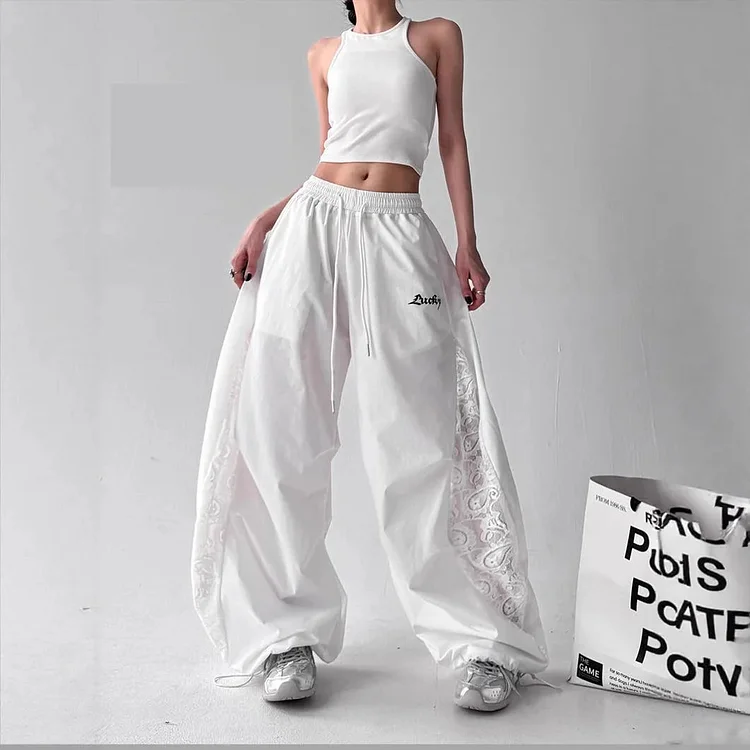 Lace Patchwork Cargo Pants