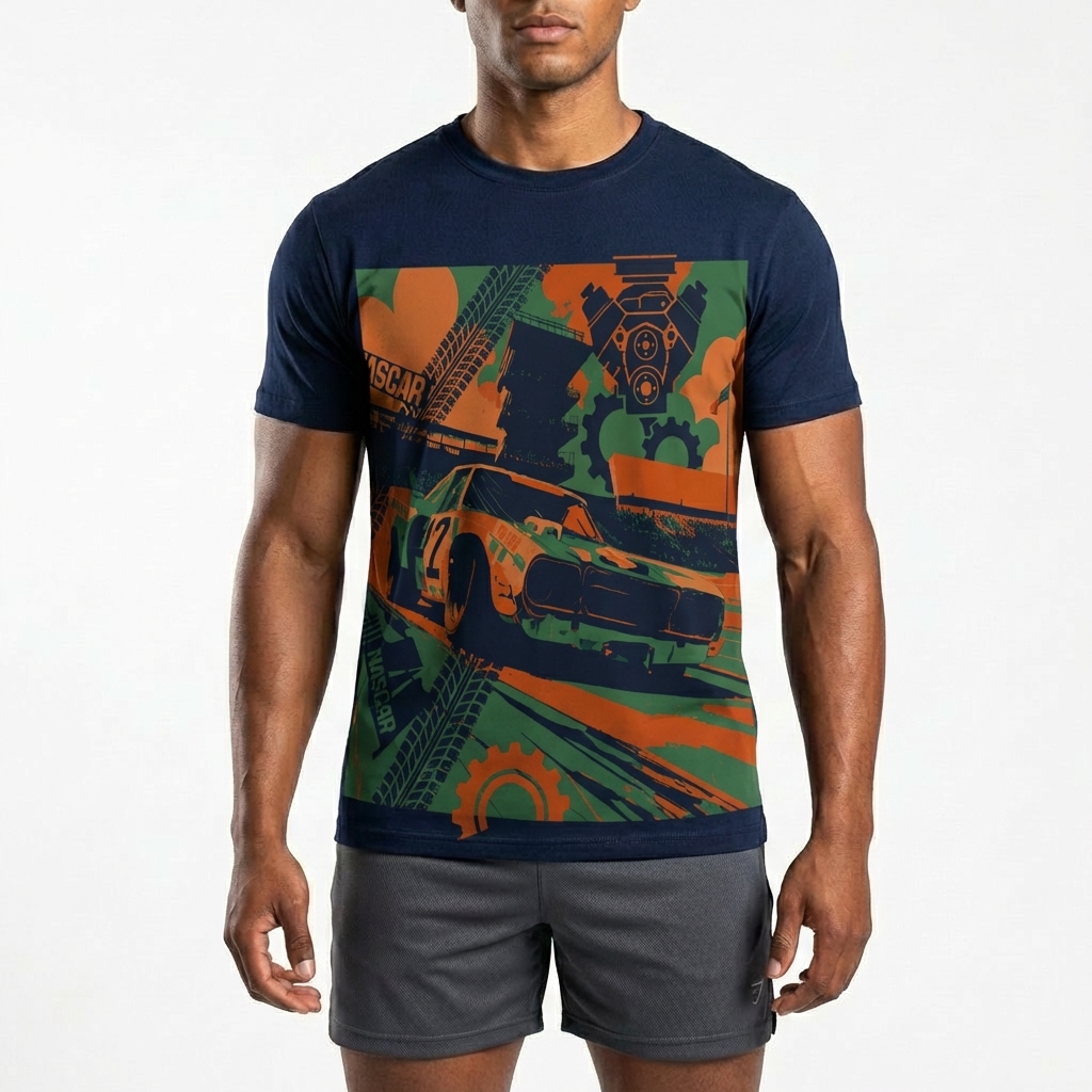  Men's American Racing-themed Casual Printed Short-Sleeved T-shirt Avantcool