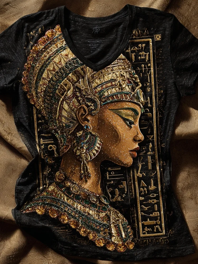 Ancient Egyptian Woman Face Pattern Cozy T Shirt