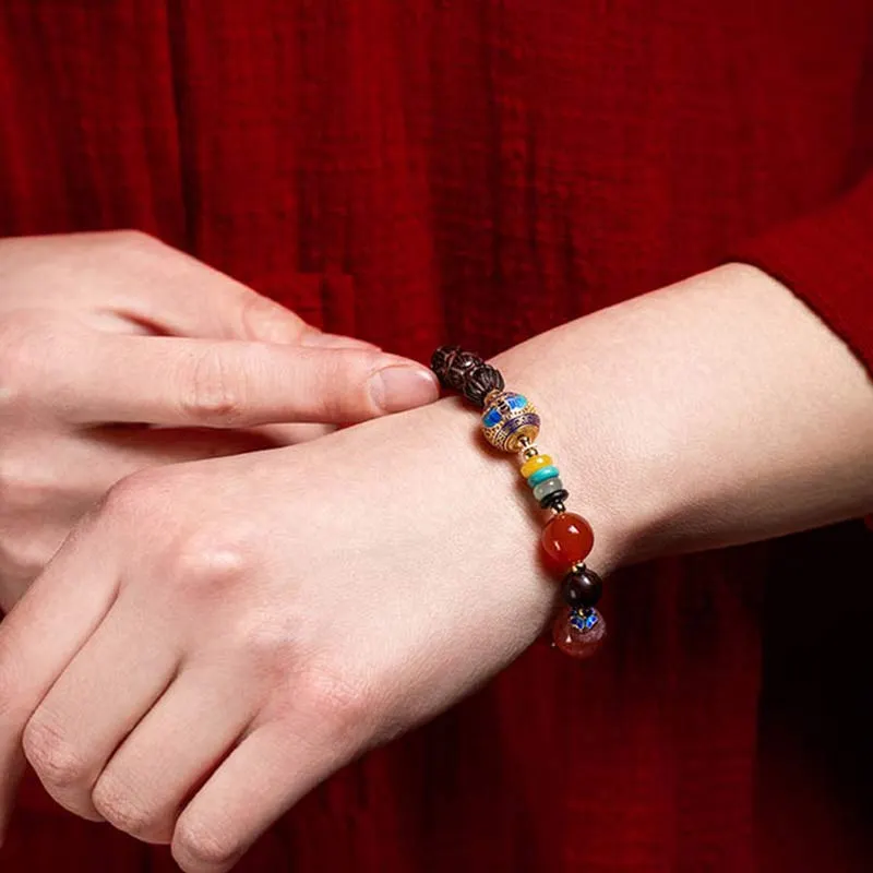 Cinnabar Small Leaf Red Sandalwood Jade Blessing Bracelet