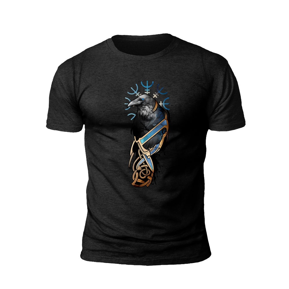 Norse Raven with Runic Symbols T-Shirt