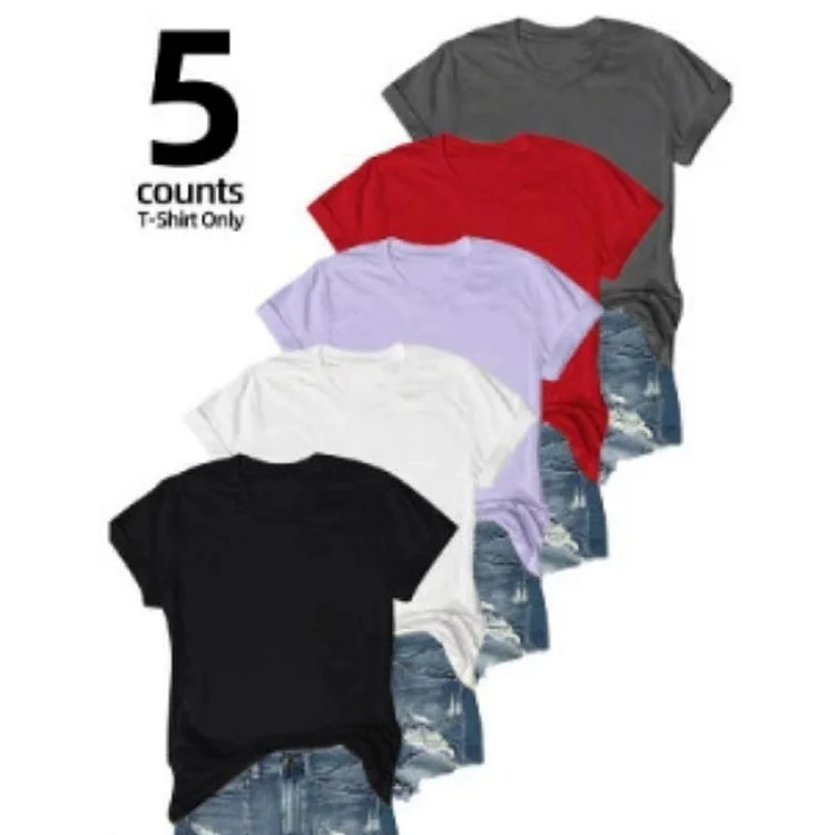 5er-Pack vielseitige unifarbene T-Shirts