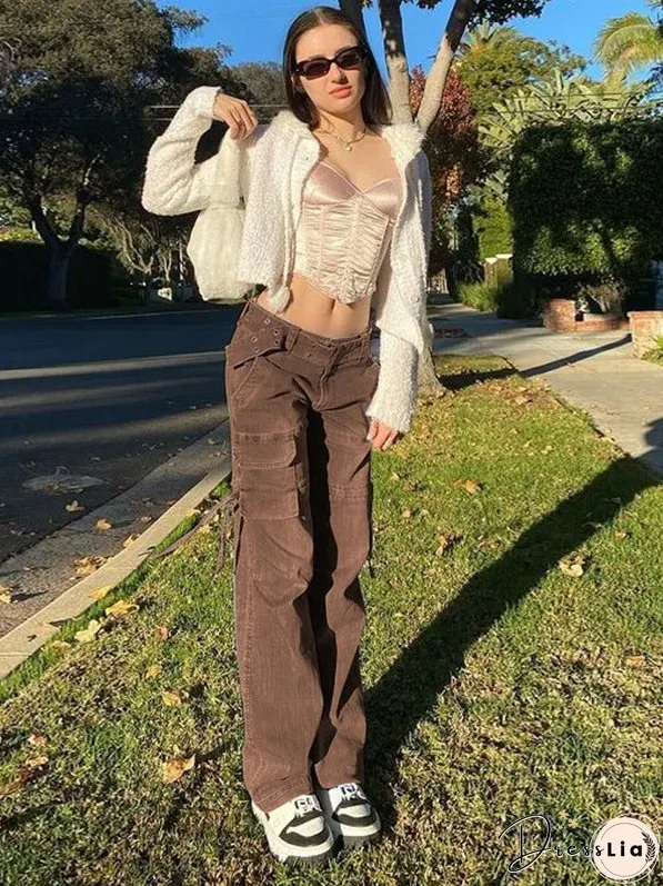 Belt Drawstring Straight-leg Track Pants