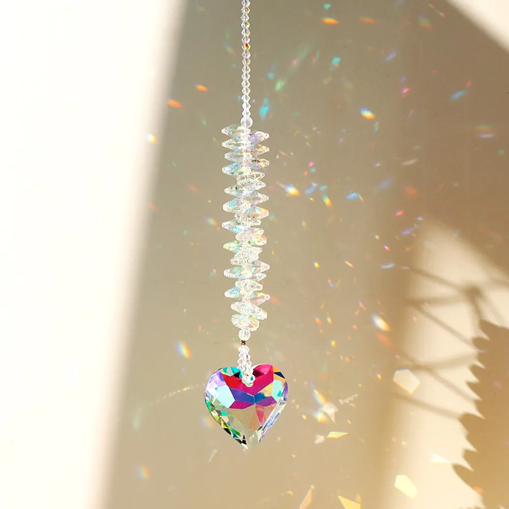 Crystal Heart Suncatcher Glass Prism Sun Catchers Garden Decoration Outdoor Rainbow Crystal Hanging for Windows Wedding Gifts