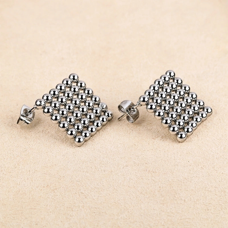 1 Pair Minimalist Geometric Polishing Hollow Out 201 Stainless Steel 18K Gold Plated Ear Studs
