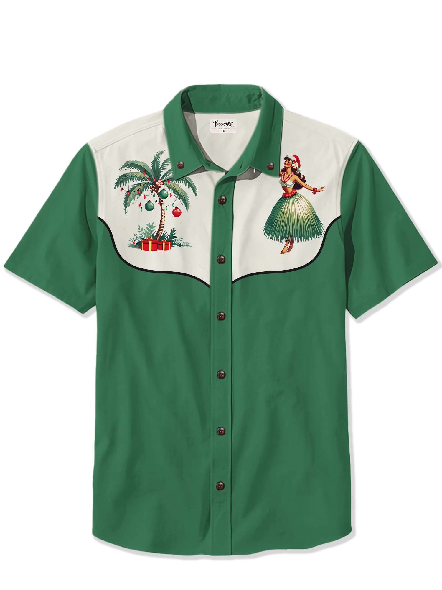 Christmas Mele Kalikimaka Hulagirl And Palmtree - 100% Cotton Shirt