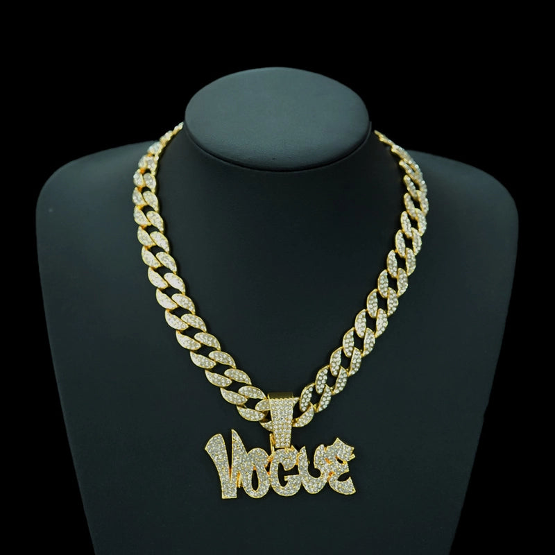 Hip Hop New Full Diamond Letter Yogve Alloy Pendant Fashion Special Trendy Style Men's Necklace