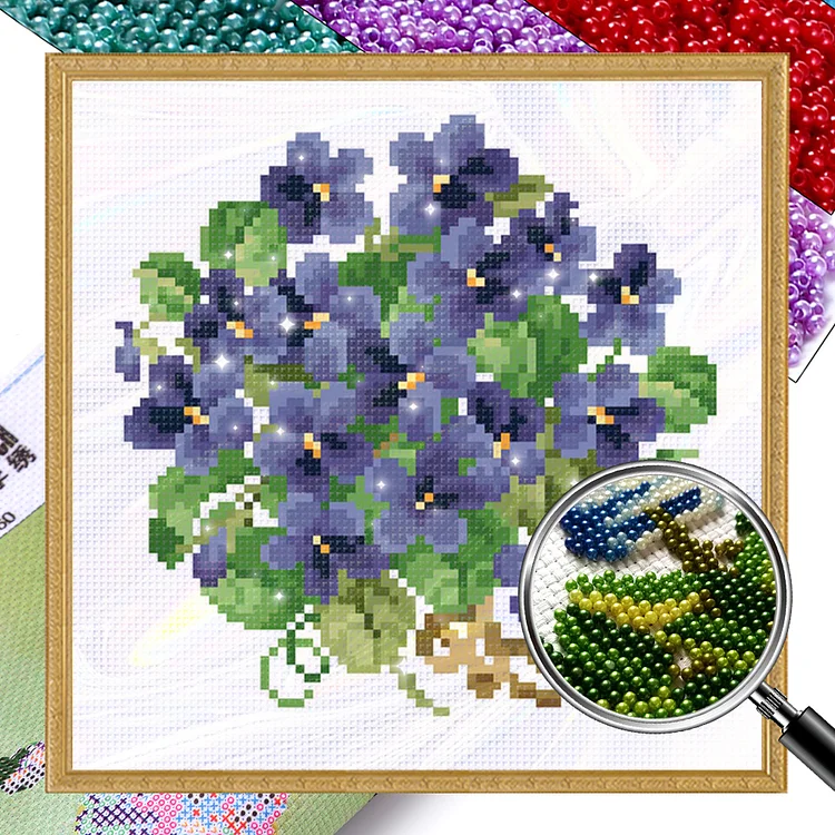 【Bead Embroidery】Flower 22x22cm 9CT Stamped Cross Stitch gbfke
