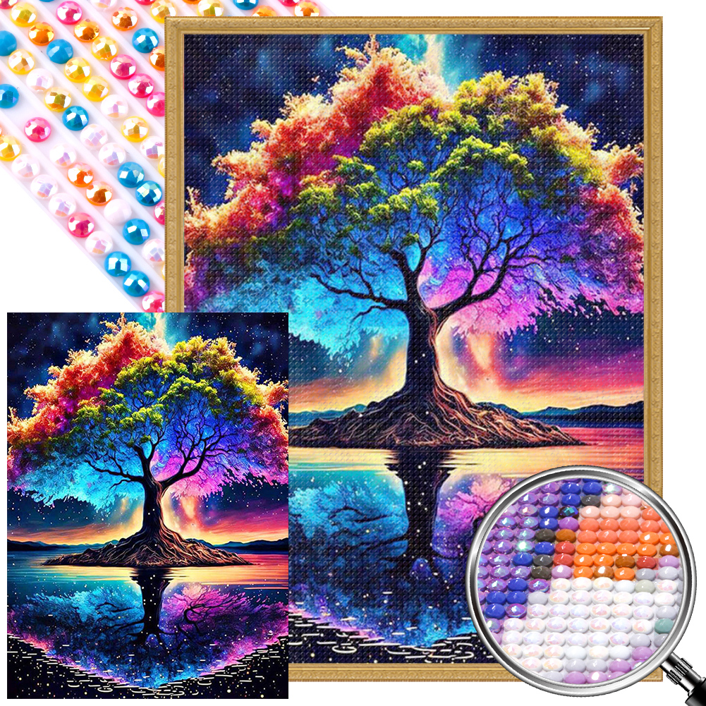 Four Seasons Tree Of Life 40*55cm(picture) full round drill diamond painting with 4 to 12 colors of AB drill