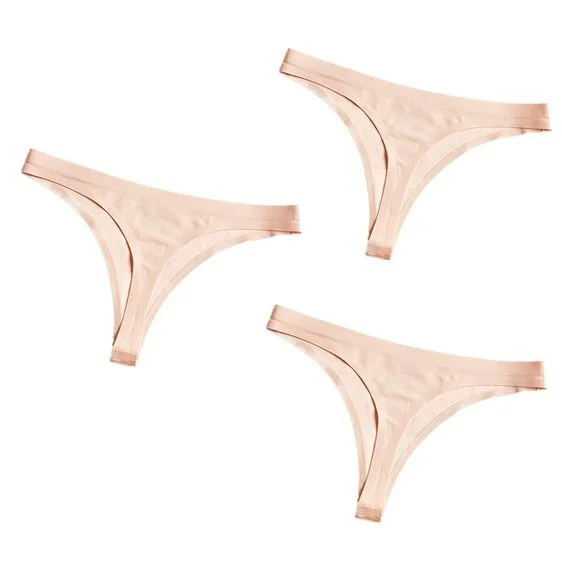 3PCS/Lot Ice Silk Thong Panties Sexy Women Underwear Female G-string Panties Solid Briefs For Ladies Low Waist Seamless Panty