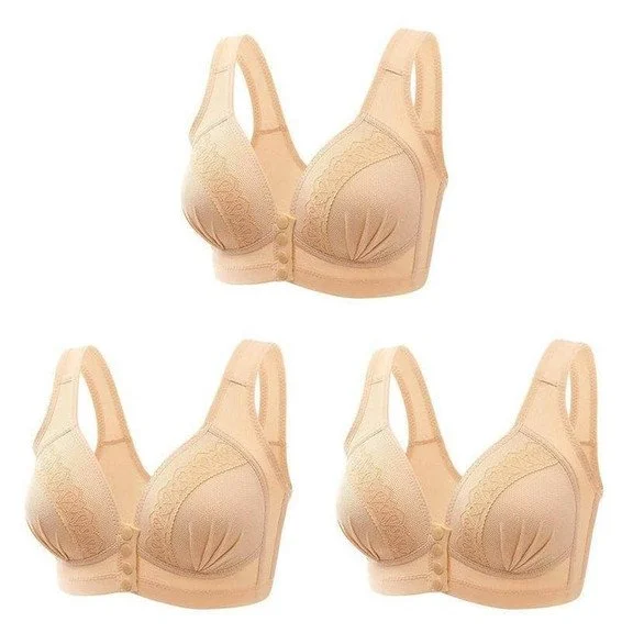 LB&reg;Moisture-wicking Skin-Friendly Cotton Front Button Bra- BUY 1 GET 2 FREE