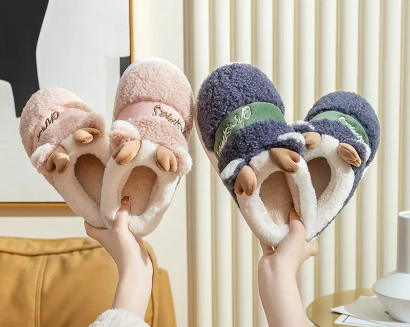 Christmas Shoes Winter Home Slippers Elk Soft Cozy