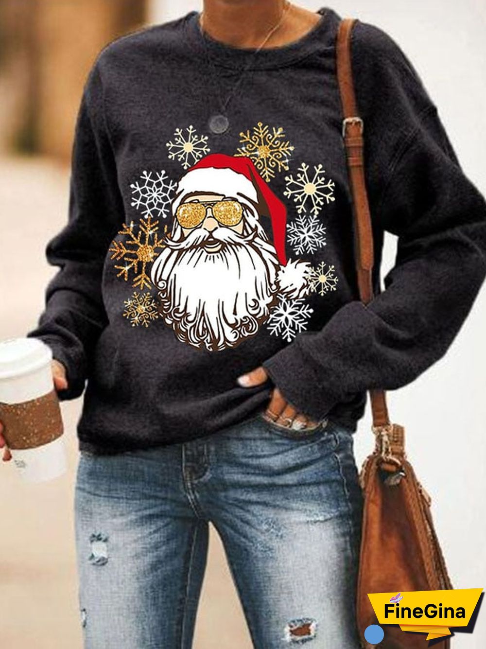 Christmas Ladies Printed Long Sleeve Sweatshirt