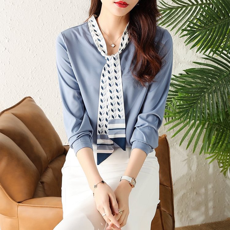 Blue Paneled Casual Shift Shirts & Tops